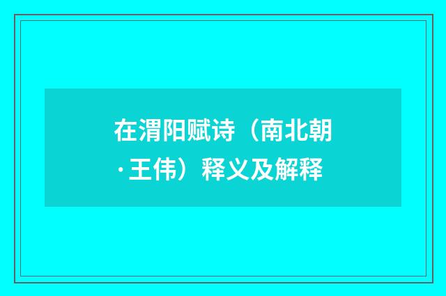在渭阳赋诗（南北朝·王伟）释义及解释