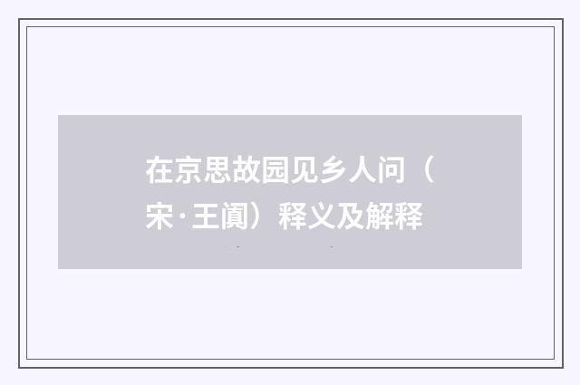 在京思故园见乡人问（宋·王阗）释义及解释