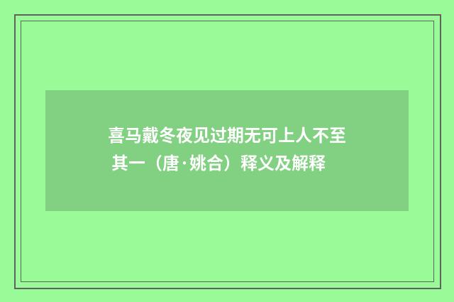 喜马戴冬夜见过期无可上人不至 其一（唐·姚合）释义及解释