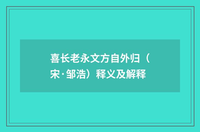 喜长老永文方自外归（宋·邹浩）释义及解释