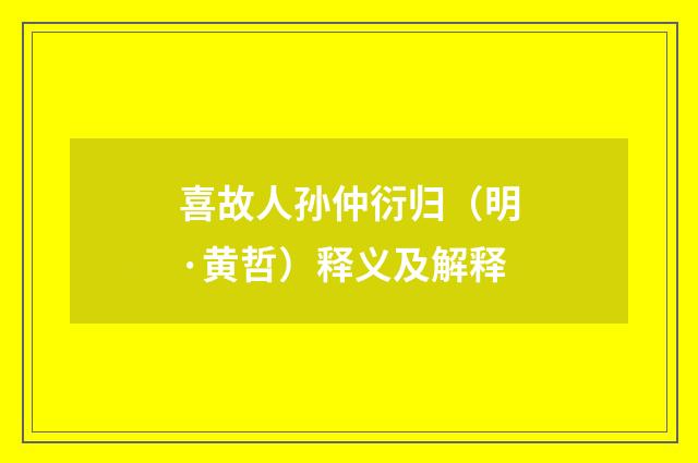 喜故人孙仲衍归（明·黄哲）释义及解释