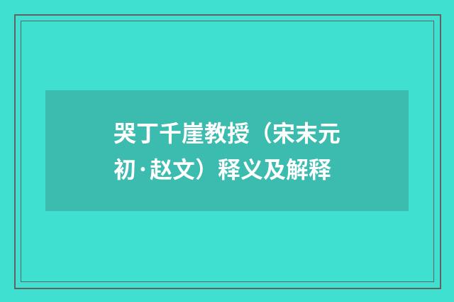 哭丁千崖教授（宋末元初·赵文）释义及解释