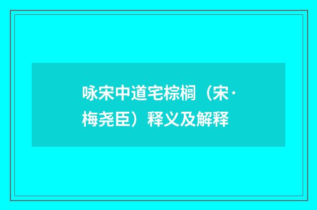 咏宋中道宅棕榈（宋·梅尧臣）释义及解释