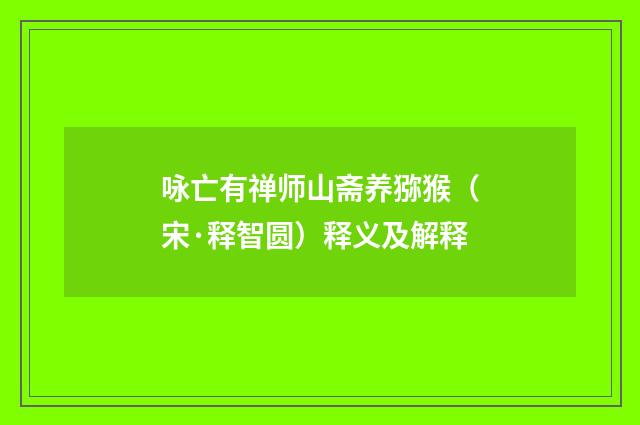 咏亡有禅师山斋养猕猴（宋·释智圆）释义及解释
