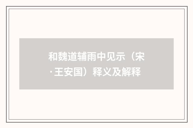和魏道辅雨中见示（宋·王安国）释义及解释