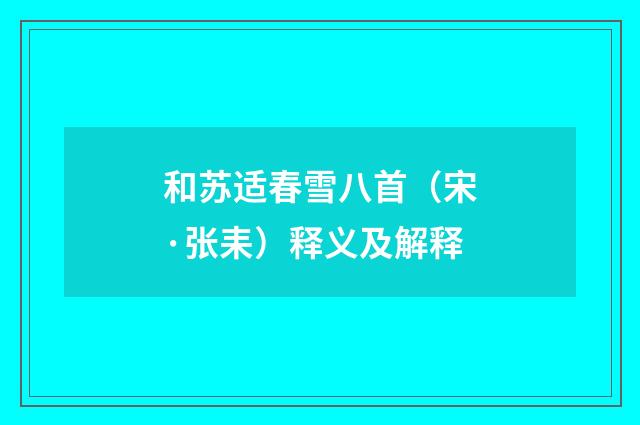 和苏适春雪八首（宋·张耒）释义及解释