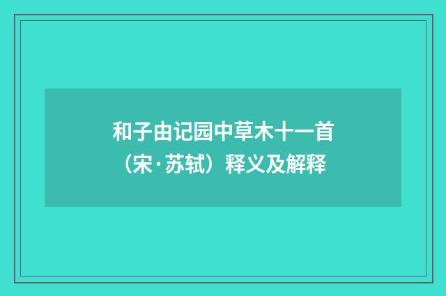 和子由记园中草木十一首（宋·苏轼）释义及解释