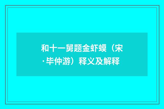 和十一舅题金虾蟆（宋·毕仲游）释义及解释