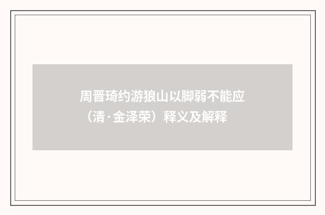周晋琦约游狼山以脚弱不能应（清·金泽荣）释义及解释