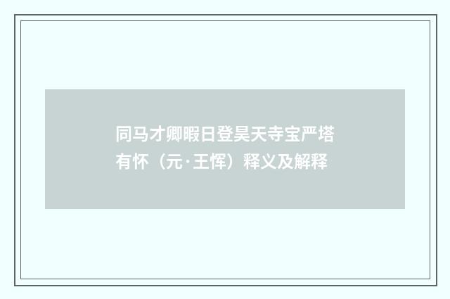 同马才卿暇日登昊天寺宝严塔有怀（元·王恽）释义及解释