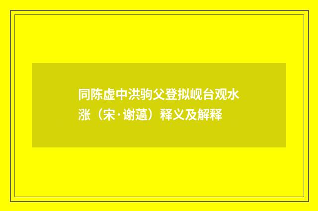 同陈虚中洪驹父登拟岘台观水涨（宋·谢薖）释义及解释