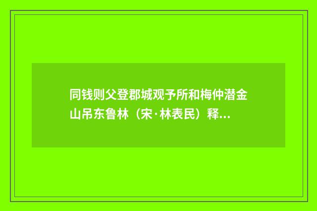 同钱则父登郡城观予所和梅仲潜金山吊东鲁林（宋·林表民）释义及解释