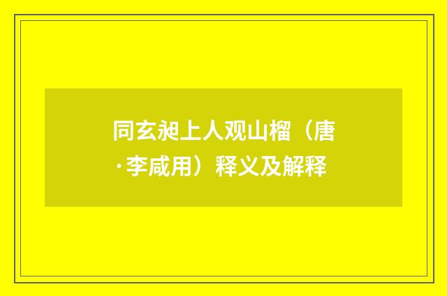 同玄昶上人观山榴（唐·李咸用）释义及解释