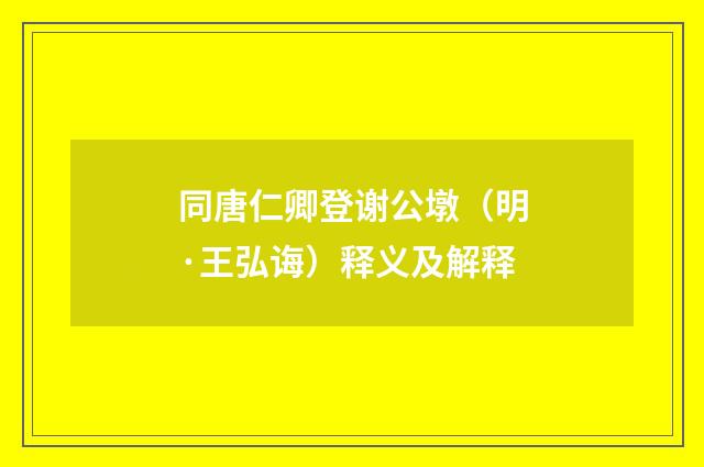 同唐仁卿登谢公墩（明·王弘诲）释义及解释