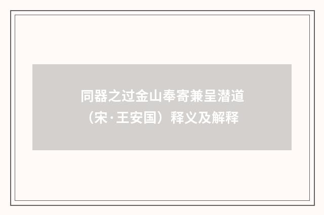 同器之过金山奉寄兼呈潜道（宋·王安国）释义及解释