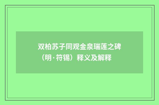 双柏苏子同观金泉瑞莲之碑（明·符锡）释义及解释