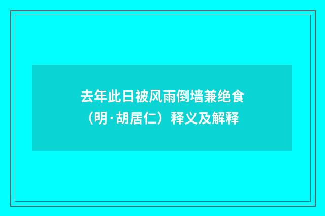 去年此日被风雨倒墙兼绝食(明·胡居仁)释义及解释