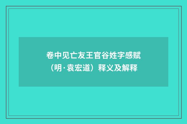 卷中见亡友王官谷姓字感赋（明·袁宏道）释义及解释