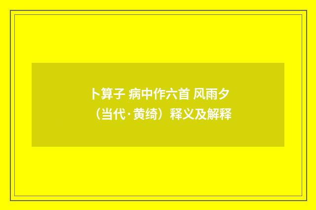 卜算子 病中作六首 风雨夕（当代·黄绮）释义及解释