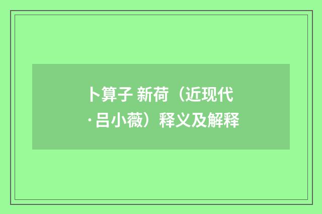 卜算子 新荷（近现代·吕小薇）释义及解释