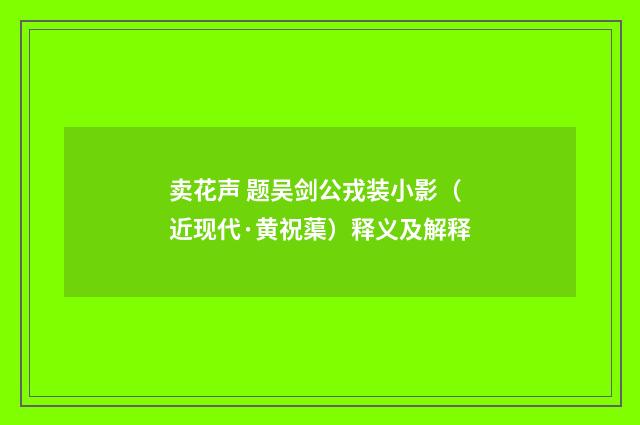 卖花声 题吴剑公戎装小影（近现代·黄祝蕖）释义及解释