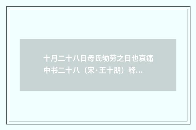 十月二十八日母氏劬劳之日也哀痛中书二十八（宋·王十朋）释义及解释