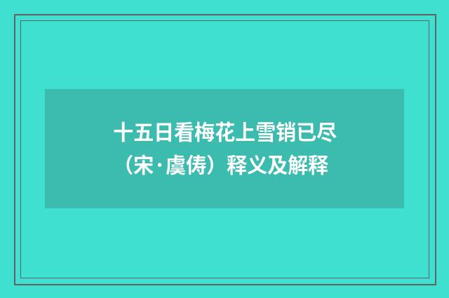 十五日看梅花上雪销已尽（宋·虞俦）释义及解释