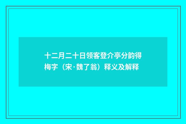 十二月二十日领客登介亭分韵得梅字（宋·魏了翁）释义及解释