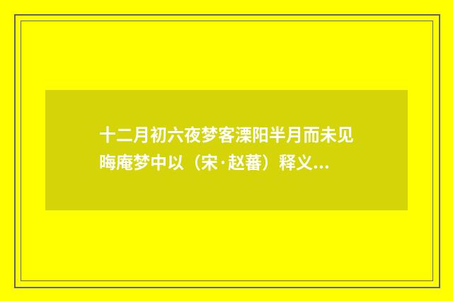 十二月初六夜梦客溧阳半月而未见晦庵梦中以（宋·赵蕃）释义及解释