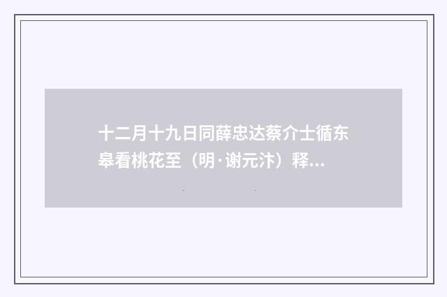 十二月十九日同薛忠达蔡介士循东皋看桃花至（明·谢元汴）释义及解释