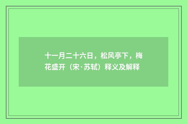 十一月二十六日，松风亭下，梅花盛开（宋·苏轼）释义及解释