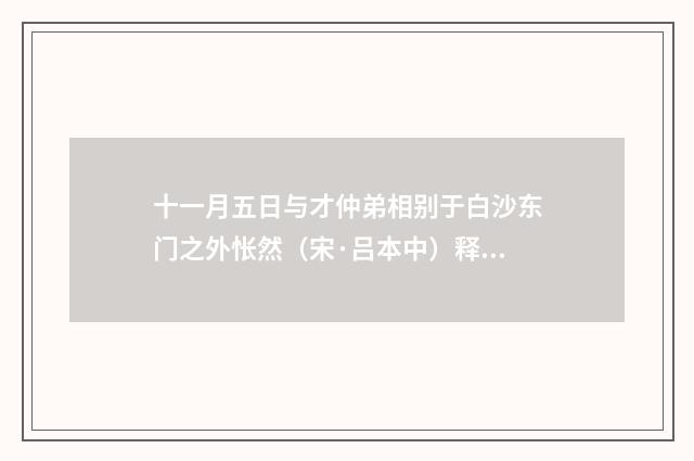 十一月五日与才仲弟相别于白沙东门之外怅然（宋·吕本中）释义及解释