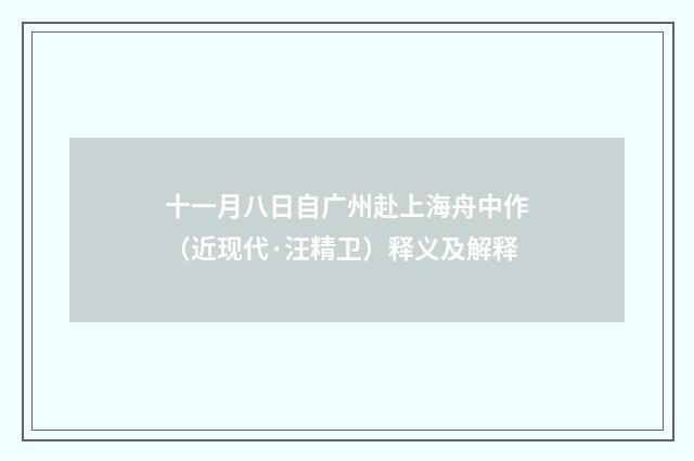 十一月八日自广州赴上海舟中作（近现代·汪精卫）释义及解释