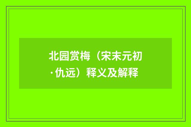 北园赏梅（宋末元初·仇远）释义及解释