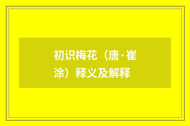 初识梅花（唐·崔涂）释义及解释
