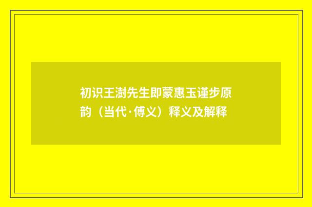 初识王澍先生即蒙惠玉谨步原韵（当代·傅义）释义及解释