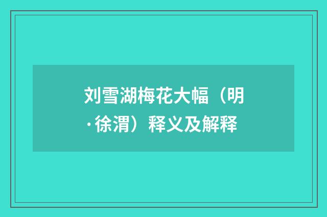 刘雪湖梅花大幅（明·徐渭）释义及解释