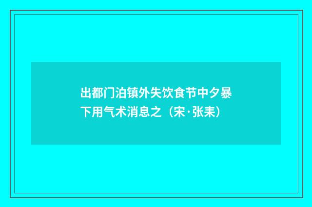 出都门泊镇外失饮食节中夕暴下用气术消息之（宋·张耒）