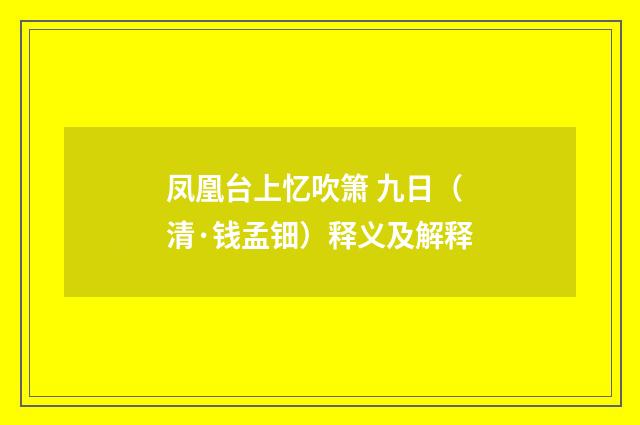 凤凰台上忆吹箫 九日（清·钱孟钿）释义及解释