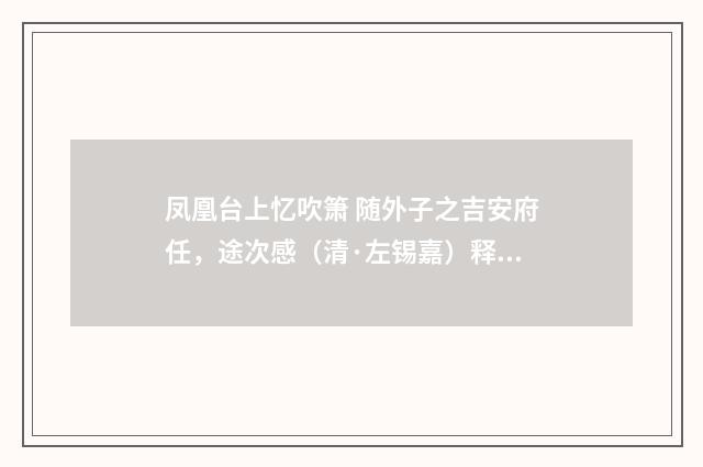 凤凰台上忆吹箫 随外子之吉安府任，途次感（清·左锡嘉）释义及解释