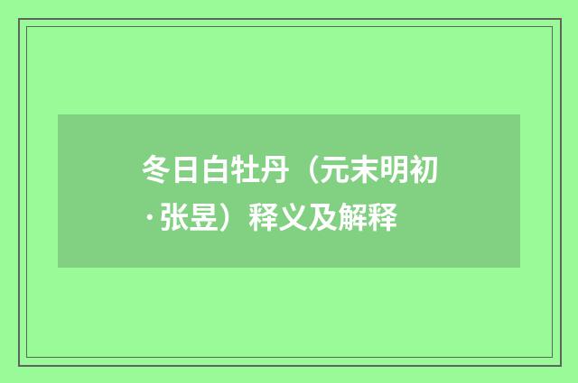 冬日白牡丹（元末明初·张昱）释义及解释