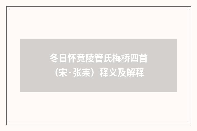 冬日怀竟陵管氏梅桥四首（宋·张耒）释义及解释