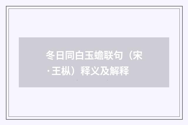 冬日同白玉蟾联句（宋·王枞）释义及解释