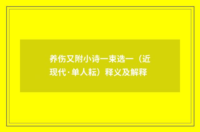 养伤又附小诗一束选一（近现代·单人耘）释义及解释