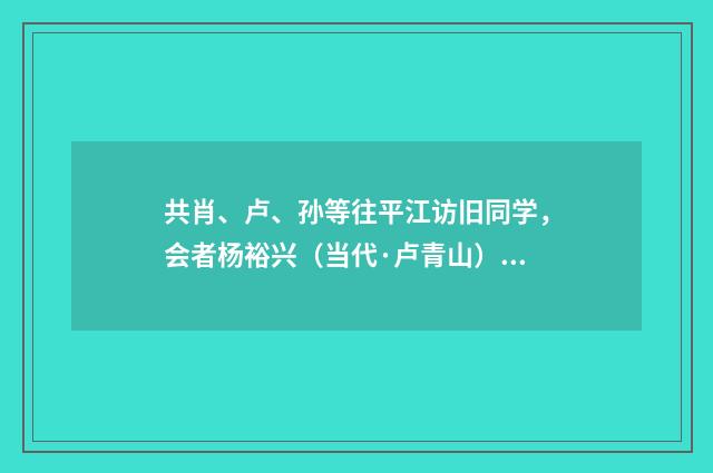 共肖、卢、孙等往平江访旧同学，会者杨裕兴（当代·卢青山）释义及解释