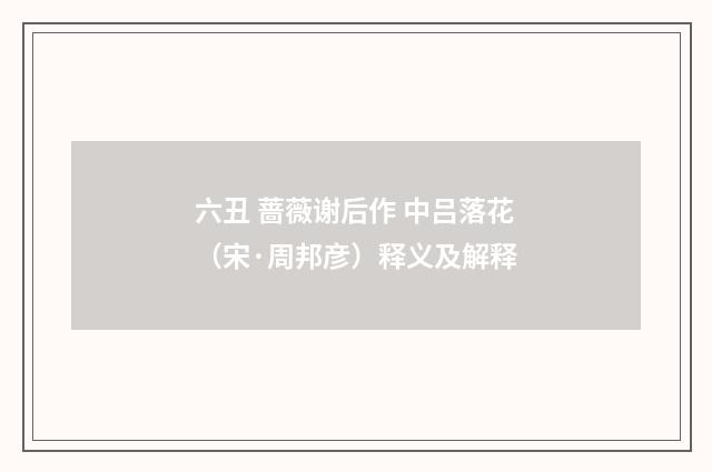 六丑 蔷薇谢后作 中吕落花（宋·周邦彦）释义及解释