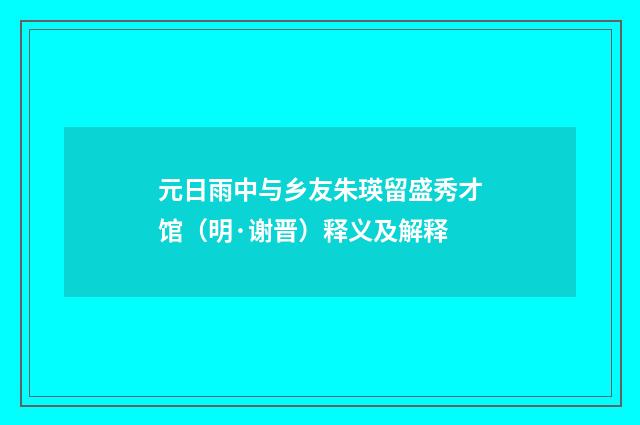 元日雨中与乡友朱瑛留盛秀才馆（明·谢晋）释义及解释
