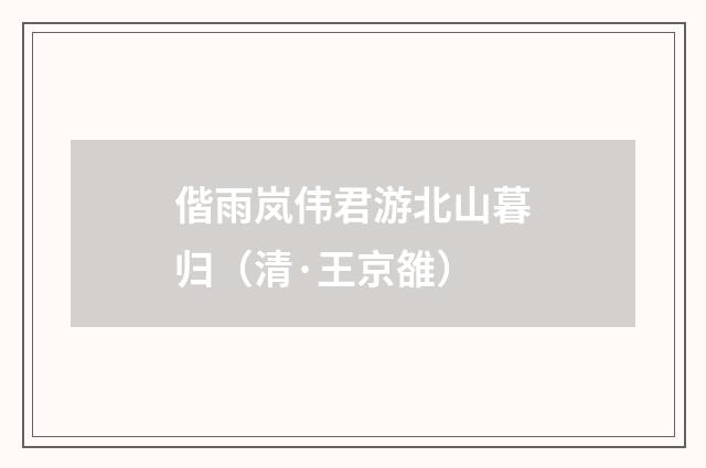 偕雨岚伟君游北山暮归（清·王京雒）释义及解释
