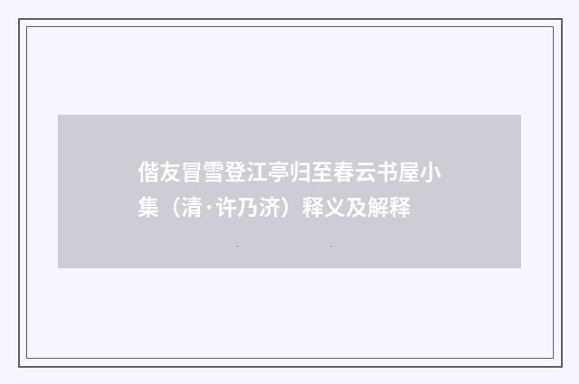 偕友冒雪登江亭归至春云书屋小集（清·许乃济）释义及解释
