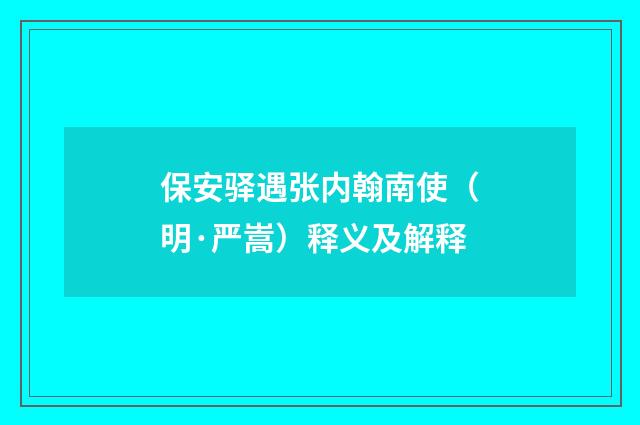 保安驿遇张内翰南使（明·严嵩）释义及解释